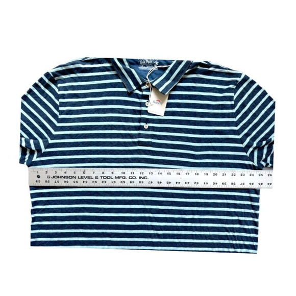 Faherty Isle Polo Short Sleeve Shirt Mens Large Green Blue Striped XXL New - Picture 5 of 8